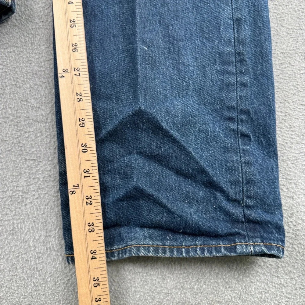 Levi's Jeans Mens 34 501 Original Blue Distressed Button Fly Straight Leg Denim
